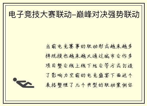 电子竞技大赛联动-巅峰对决强势联动